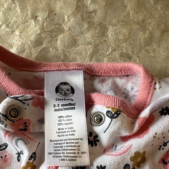 Gerber Pink Floral Kids Footie - Picture 3 of 4